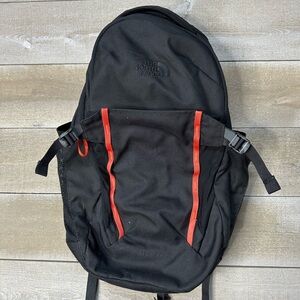 The North Face Pivoter Laptop Backpack Bookbag Black Red 16" X 12"